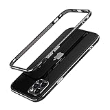 YCXFCA Schutzhülle für iPhone 12/12 Pro/12 Pro Max Mini/11 Pro Max 11 Aluminium Metall Bumper Rahmen Slim Cover Handyhülle + Carmera Protector (Farbe: Schwarz, Material: für iPhone 12)