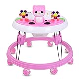 Merkts Baby Walker, höhenverstellbarer Rollator, zusammenklappbar, mit Sitz und Papierablage, geeignet für Jungen und Mädchen von 6-12 Monaten, R