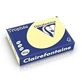 Clairefontaine 1977C Druckerpapier Trophée, für alle Laserdrucker, Kopierer und Tintenstrahldrucker, DIN A4 (21 x 29,7 cm), 80g, 1 Ries mit 500 Blatt, Pastellgelb