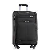 BEIBYE 4 Rollen Reisekoffer 3tlg.Stoffkoffer Handgepäck Kindergepäck Gepäck Koffer Trolley Set-XL-L-M (Coffee, L-Mittlerer Koffer-64cm)