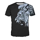 Unisex T-Shirt 3D Drucken Sommer Beiläufige Grafik Kurzen Ärmeln Schwarzes brüllendes Löwen-T-Shirt männliches 3DT-Hemd Kurzarm Rundhals Digitaldruck lässig Kurzarm-Color_5XL