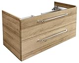 FACKELMANN Waschtischunterschrank Milano/Badschrank mit Soft-Close/Maße (B x H x T): ca. 100 x 49,5 x 48 cm/Waschbeckenunterschrank mit 2 Schubladen/Korpus: Braun hell/Front: B