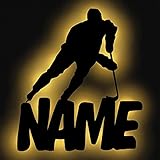 Schlummerlicht24 Led Wand Sport Lampe Eis Hockey mit Name, Geschenk für Eishockey Sportler Wohnzimmer Schlafzimmer Dek