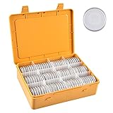 Münzen Aufbewahrung Münzkapseln mit Schaumstoffdichtung Aufbewahrungsbox, Münz Kapseln SammelnBox für Münzsammlung, 84 Münzkoffer Münzdisplay Halter für 6 Größen (20/25/27/30/38/46 mm), nur Box