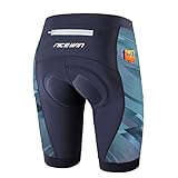 NICEWIN Radlerhose Damen mit Sitzpolster 4D Gepolstert Fahrradhose kurz Sporthose Atmungsaktive Schnell Trocknende Stoßfeste Radlershorts Damen,L,G