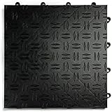 uyoyous 20 Stück PVC Garagenboden Ineinandergreifende - 40x40cm Garagenbodenbelag Fliesen - Rutschfeste Strapazierfähiges Garagenbodenfliesen - Einfach zu Verlegen - Diamantplatten Design (Schwarz)