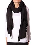 Fashion YOU WANT Damen XXL SCHAL kariert und mit Stern Motiv kuschelig warm Trend Stola XXL Tuch KARO HALSTUCH SCARF PONCHO CAPE WARM NEU WINTERSCHAL HERBSTSCHAL DECKENSCHAL WEICH (UNI schwarz)