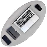 Woollo Mode Oval Groß Office Mauspads Tischunterlage,Schreibtischunterlage,90x45cm PU-Leder Mauspads Wasserdichte Laptop Schreibunterlage für Büro-oder Heimbereich,Doppelseitig(Graues/Silber)