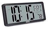 YYF Wecker Große Wanduhr digital, 13.46''Large LCD Anzeige klare Demenzuhren, lauter Alarm Digitale Uhren für Schlafzimmer Wohnkultur, Kalenderuhr mit Zeit/Kalender/Temperatur (schwarz)