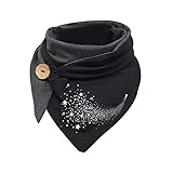 Briskorry Erwachsene Dreieckschal Schwarz Damen 3D Schmetterling Skatze Frühling Herbst Warmer Schal mit Knopf Winterschal Frauen Scarf Halswickel S