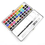 JYDBRT Malereibürste Massive Aquarelllack Set Portable Metallbox Aquarellpigment for Anfänger Zeichnung Aquarell Papierversorgungen Kunst Malerei Pen (Size : 50Color Tin Set)