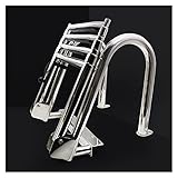 LSMK badeleiter 4-Stufen-Ponton-Bootsleiter Faltbar, Rostfreier Stahl Marine Einsteigen Leitern mit Breitem Pedalhandgeländer, Hinterer Einstiegsteleskopleiter 400 Pfund Kap