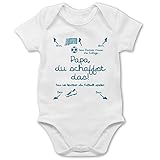 Shirtracer Baby Strampler Mädchen & Junge - Papa du schaffst das Fußball Junge - 1/3 Monate - Weiß - Babybody mit Spruch - BZ10 - Baby Body Kurzarm für Jungen und M