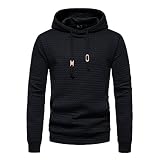 Pajiay Hoodie Herren Regular Fit Einfarbig Kleines Gitter Sweatshirt Herren Frühling Herbst Outdoor Lauf Fitness All-Match Pullover Herren Komfortabel Lässig Mit Kordelzug Sweatshirt H