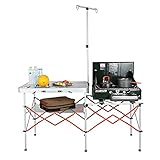 WHL Klapptisch Multifunktionale Kasten-Typ Mobile Küche Outdoor Grill Rack Einstellbare Aluminiumrahmen Picknicktische (Color : Silver)