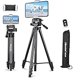 UBeesize 60' Kamera-Stativ mit Tablett-/Handyhalter& Tragetasche für Live-Streaming, ausziehbares Reise-Leichtgewicht-Stativ-Ständer mit Smartphone Bluetooth-Fernbedienung, kompatibel mit iOS/