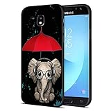 Galaxy J7 2018 Hülle, Slim Anti-Scratch Stoßfest Silikon TPU Back Schutzhülle Case für Samsung Galaxy J7 (2018), Baby Elefant mit rotem Reg