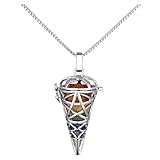 CrystalTears 7 Chakra Edelstein Pendel Dowsing W/Silberfarben Medaillon Anhänger Halskette, Balancing Reiki Healing Kristall Energie (Silber)