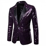 Roselan Herren Casual One Button Fit Anzug Blazer Mantel Jacke Anzug Herren AnzüGe Smoking Herrenanzug Modern Fit Casual One Button Fit Anzug Mantel Jacke Pailletten Party Top