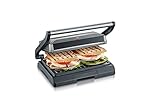 SEVERIN Kontaktgrill für Sandwiches, Steak und als Panini Grill, antihaftbeschichteter Sandwich Maker für fettfreies Grillen, 800 W, metallic grau/schwarz, KG 2394