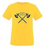 Comedy Shirts - Vikings Axt - Mädchen T-Shirt - Gelb/Schwarz Gr. 98-104