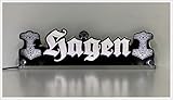 LED Leuchtschild Lkw Trucker Acryl Gravur Wunschname + Thorshammer Mjölnir z.B. „Hagen“ weiß, Text + Farbe personalisierbar, 12/24V (L 50 / H ca. 15 cm *)