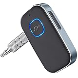 Cocoda Bluetooth Adapter Auto, Drahtloser Aux Bluetooth 5.0 Adapter mit Freisprechanrufen, Bluetooth Empfänger für Auto, Heimstereosysteme und Kopfhörer (Dual Verbindung, 16 Stunden Akkulaufzeit)