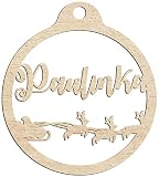 Personalisierte Weihnachtskugel aus Holz, graviert, Geschenk für die Feiertage, jeder Name, hängende Baumdekoration, natürliches Dekor (Modell 2)