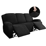 Liegesofabezug, 8-teilige Stretch-Liege-Couchbezüge für 3 Kissen-Liegeschoner Weiche waschbare Sofaschoner Möbelbezüge -Schw