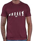 HARIZ Herren T-Shirt Wandern Evolution Urmensch Wandern Klettern Plus Geschenkkarten Wein Rot L