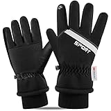 Handschuhe Warm Futter aus 3M Thinsulate,Herren Damen Winterhandschuhe Touchscreen Sporthandschuhe Camping Wandern Reiten Bergsteigen mit Warme Winddicht rutschfest Schwarz (Schwarz, L)