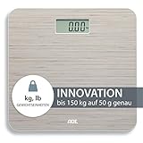 ADE Digitale Personenwaage BE 1505 Chloe. Elektronische Badezimmerwaage mit Wiegefläche in Schilfbambus-Optik. Zur genauen Gewichtsbestimmung bis 150 kg. Inklusive Batterie. Hellb