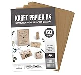 ABSOFINE 60 Blätter Kraftpapier DIN A4 Kraftkarton 260g/m² Qualität Naturkarton in Hochwertiger Qualität Kraftkarte Recy