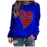 Damenpullover, Casual, ohne Kapuze, Sport, Sweatshirt, Rundhalsausschnitt, Langarm, origineller Pullover, Casual, Hoodie, Top, Sweater, bedruckt, bequem, Mode, Z02-Blau, 38