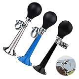 3 pcs Fahrradhupe aus Metall Ballhupe Fahrrad Hupe Retro Fahrradhupe mit Gummiball für Fahrräder Mountainbikes Freizeitfahrzeuge Harley-Autos Strandautos Wohnwagen Campingfahrzeuge-Schwarz Blau Silb