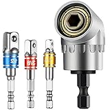 105° Winkelschrauber Vorsatz Adapter 1/4 Zoll Sechskantiger Griff 3 tlg 1/4' 3/8' 1/2' Steckschlüssel Winkelaufsatz für Akkuschrauber Bohrmaschine Steckschlüssel Nuss Set für B