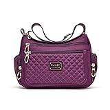 Damen Schultertasche, leicht, Crossbody-Tasche, mehrere Taschen, Kuriertasche, kleine Damen-Tragetasche, Nylon, Violett (Lila-i), S