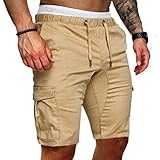 YIWAWQIAN Wanderhose Herren Kurz Outdoor Männer Stretch Bermuda Cargo Shorts Funktionsshorts Arbeitshosen Wandershorts Trekkinghose Sporthose Kurze Hosen mit B