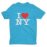 NYC FACTORY I Love NY New York T-Shirt, kurzärmlig, Siebdruck, Herzform, Türkis Gr. S, türk