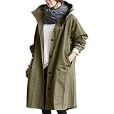 Damen Lang Trenchcoat Kapuze Herbst Winter Windbreaker Leicht Atmungsaktiv Elegant Oversized Dünne Winterjacke Langer Wintermantel C