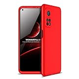 LEMAXELERS Kompatibel mit Redmi Note 10 Pro 5G Hülle, ultradünn, 3-in-1, 360-Grad-Ganzkörperhülle, schlank, stoßfest, harter PC, kratzfest, für Xiaomi Redmi Note 10 Pro 5G, Rot AR