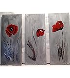 Wunsch Bild Mohnblumen Trio aus dem Atelier Karin Haase zeitgenössische moderne Malerei Wand Bild Unikat Acryl auf Leinwand Hand g
