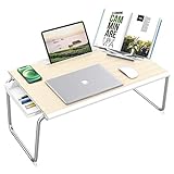 NULAXY Laptoptisch fürs Bett, Faltbarer Notebooktisch Betttisch, Lapdesk mit Schublade und Bücherständer für Arbeiten, Schreiben, Studie, Zeichnen (XXL groß, Weiße Eiche)