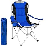 TecTake Anglersessel Campingstuhl gepolstert und wasserabweisend mit Getränkehalter mit Tragetasche | -Diverse Farben und Mengen- (Blau | Nr 401052)
