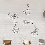 5 Stücke Metall Kaffeetasse Wanddekor und Metall Coffee Time Ausschnitt Wortkunst Metall Kaffeetasse Wandkunst Schwarze Coffee Time Wandschild für Café Kaffeebar Küche Restaurant Wand Dek