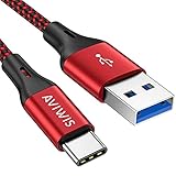 AVIWIS USB C Kabel [3.3ft/1m], USB Typ C Ladekabel USB 3.0 Schnelles Aufladen und Synchronisation Kompatibel für Samsung Galaxy S20/S10/S9/S8+, Huawei P30/P20, LG V20/G6, HTC 10/U11, O