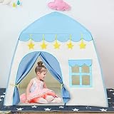 Tipi Zelt für Kinder Indoor & Outdoor mit Bodenmatte&Fenster Natürliche Baumwolle Segeltuch Geschenk für Mädchen Jungen Kleinkind Spielhaus Tragekoffer Faltbare Dek