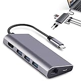 USB-C-Hub, VSTYLE Aluminium-Multi-Port-Adapter 8-in-1 4 K HDMI USB Typ C Hub mit 3 x USB 3.0 Typ A Ports, Gigabit Ethernet Port, SD/Micro Kartenleser, Premium USB-C Dock für MacBook