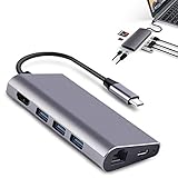 USB-C-Hub, VSTYLE Aluminium-Multi-Port-Adapter 8-in-1 4 K HDMI USB Typ C Hub mit 3 x USB 3.0 Typ A Ports, Gigabit Ethernet Port, SD/Micro Kartenleser, Premium USB-C Dock für MacBook