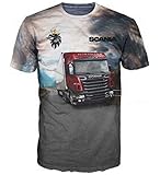 T-Shirt mit 3D Effekt Logo auf Vorder- und Rückseite für Scania Truck Driver Hemd T Shirt (L)